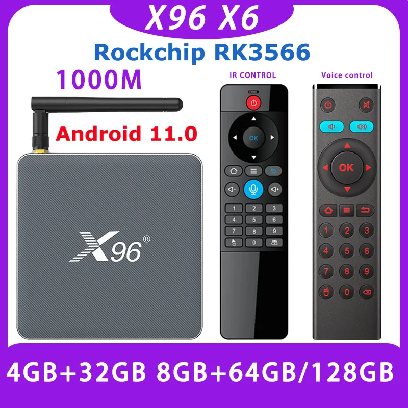 

X96 X6 Rockchip RK3566 Smart TV Box Android 11 4G 32G 8G 64G/128G 2.4G&5G Dual Wifi 4K 8K 1000M BT4.2 Media Player Set Top Box