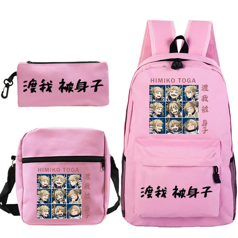 

My Hero Academia Himiko Toga Print School bags Mochila Teens Travel Bookbag Anime Backpack School Boys Girls Bagpacks 3pcs Sets