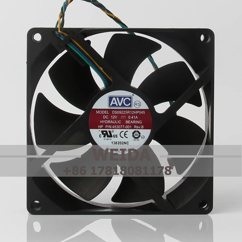 DS09225R12HP045 Cooling Fan for AVC 24V 48V DC12V 0.41A EC AC 92x92x25mm 9CM 9025 4-wire PWM Axial Flow Ventilation Centrifugal
DS09225R12HP045 Cooling Fan for AVC 24V 48V DC12V 0.41A EC AC 92x92x25mm 9CM 9025 4-wire PWM Axial Flow Ventilation Centrifugal