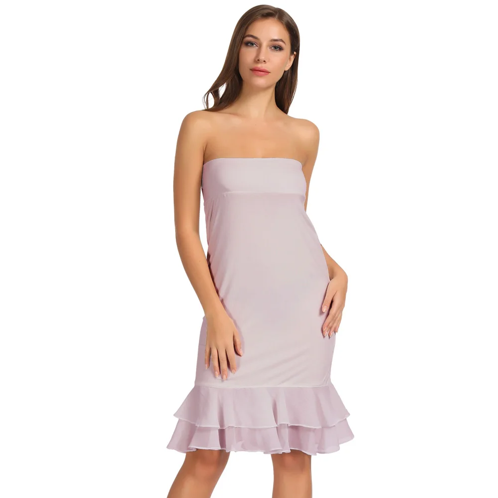GK Women's Comfy Rayon Two-Way Strapless Ruffled Chiffon Decorated Dress/Skirt Sleeveless Slim Fit Solid Color Causal Clothes
GK Women's Comfy Rayon Two-Way Strapless Ruffled Chiffon Decorated Dress/Skirt Sleeveless Slim Fit Solid Color Causal Clothes