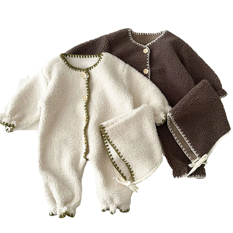 Winter Baby Romper Lamb Wool Jumpsuit Hat Set for Boys Girls Loose Toddler Infant Rompers Fashion Plush Kids Clothing 0-3 Years
Winter Baby Romper Lamb Wool Jumpsuit Hat Set for Boys Girls Loose Toddler Infant Rompers Fashion Plush Kids Clothing 0-3 Years