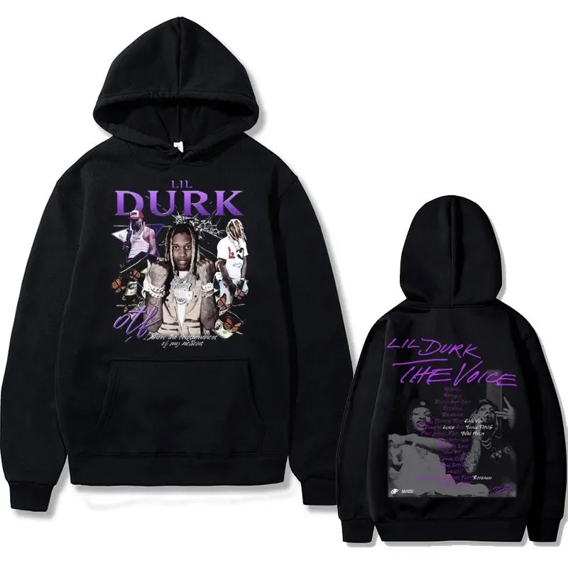

Rapper Lil Durk Graphic Print Hoodie Men's Oversized Fleece Cotton Hoodies Men Women Hip Hop Fashion Vintage Gothic Sweatshirts