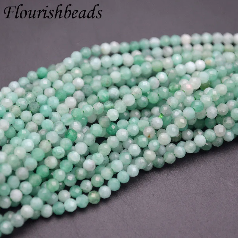 

3mm Natural Green Aventurine Round Diamond Cutting Faceted Beads for DIY Fine Necklace Bracelet Jewelry Making