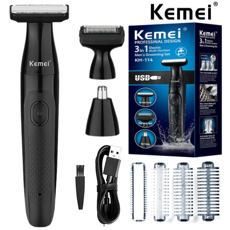 Kemei Electric Shaver Waterproof Razor 3 In 1 Nose Ear Beard Pubic Hair Trimmer Body Ball Groomer Multifunction Men Grooming Set
Kemei Electric Shaver Waterproof Razor 3 In 1 Nose Ear Beard Pubic Hair Trimmer Body Ball Groomer Multifunction Men Grooming Set