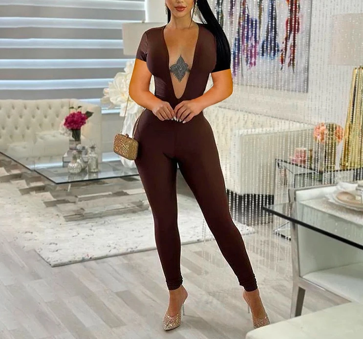 Женские Длинные Комбинезоны 2024, элегантные сексуальные облегающие костюмы с глубоким V-образным вырезом и открытой спиной, новое модное повседневное цельное изделие 
Женские Длинные Комбинезоны 2024, элегантные сексуальные облегающие костюмы с глубоким V-образным вырезом и открытой спиной, новое модное повседневное цельное изделие