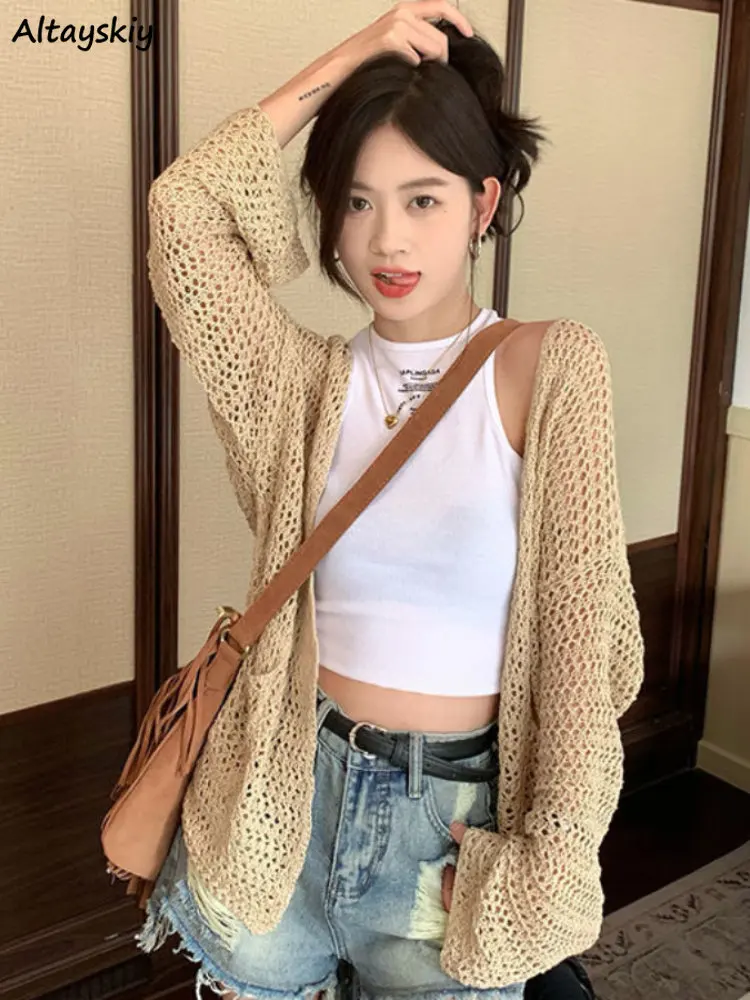 Knitting Jackets Women Simple Hollow Out All-match Loose Solid Spring Daily Korean Style Open Stitch Popular Casual Cozy Retro
Knitting Jackets Women Simple Hollow Out All-match Loose Solid Spring Daily Korean Style Open Stitch Popular Casual Cozy Retro