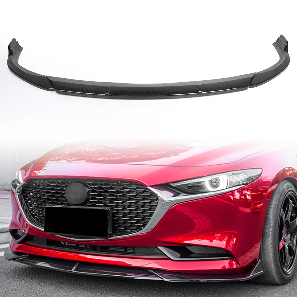 

Сплиттер для переднего бампера автомобиля, спойлер для губ из углеродного волокна, декоративная отделка для 2019 2020 Mazda 3 Axela Sedan