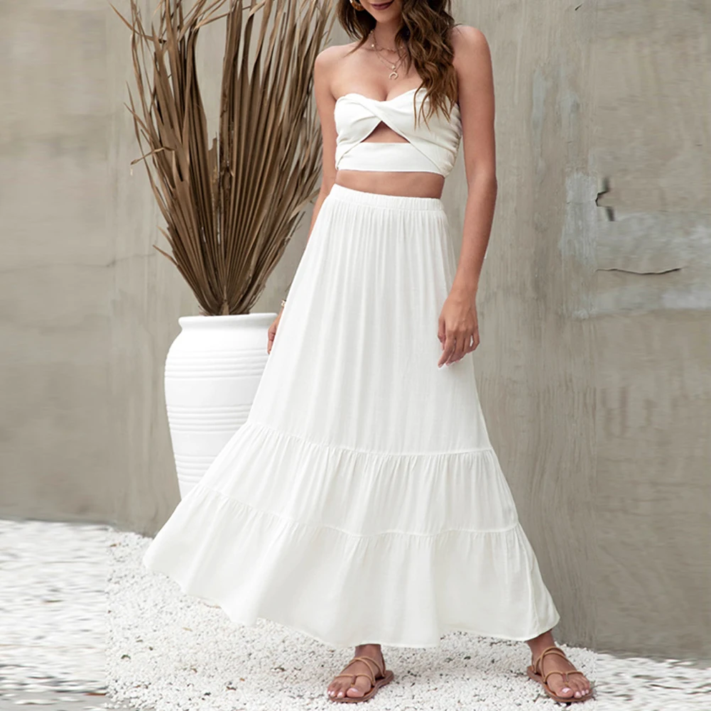 Fashion Summer Skirts For Women High Waist Ruffles Solid Color Beach Maxi Cake Skirt Cargo Female Woman Clothing
Fashion Summer Skirts For Women High Waist Ruffles Solid Color Beach Maxi Cake Skirt Cargo Female Woman Clothing