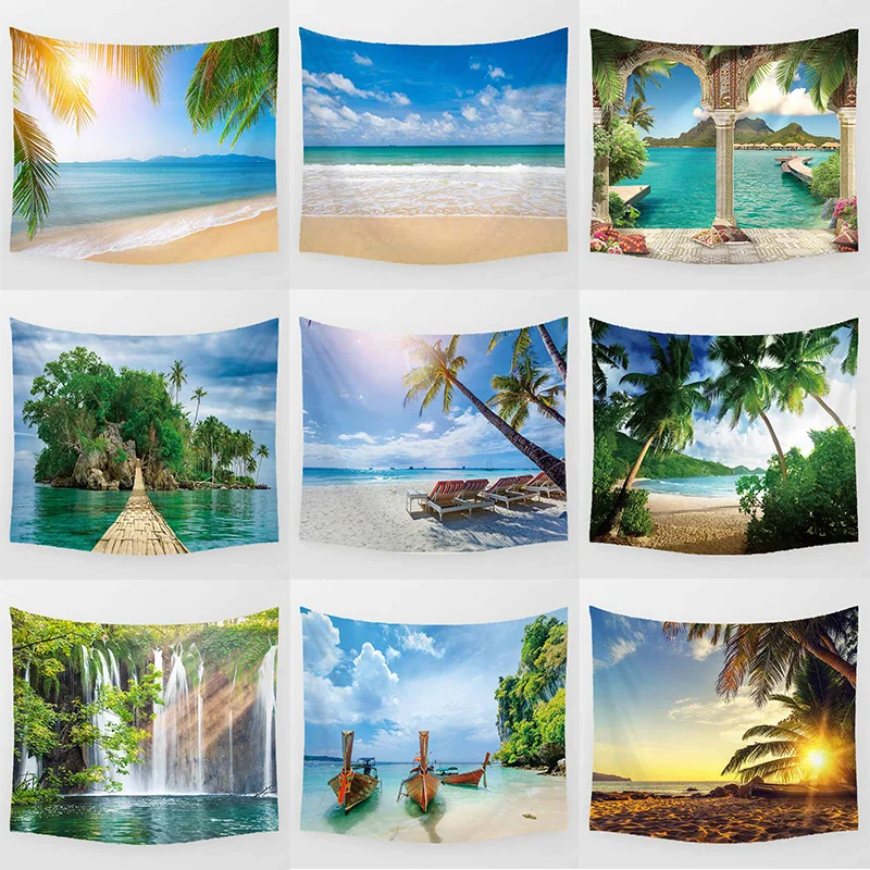 

Sunshine Sea Beach Scenery Wall Art Tapestry Rectangle Tapestry Bedroom Wall Background Home Wall Decor Tapestry