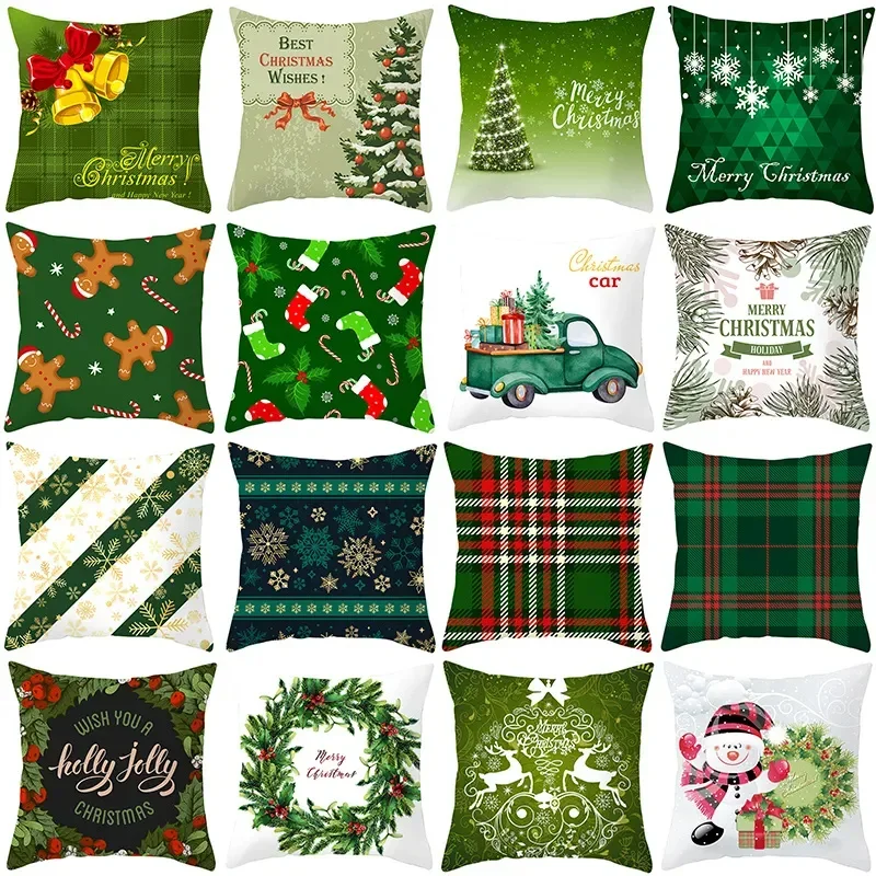 

Christmas Tree Pillowcase 45x45cm Striped Pillow Cover Sofa Winter Snowflake Cushion Cover Cojines Home Sofa Decor 2024 DF1777