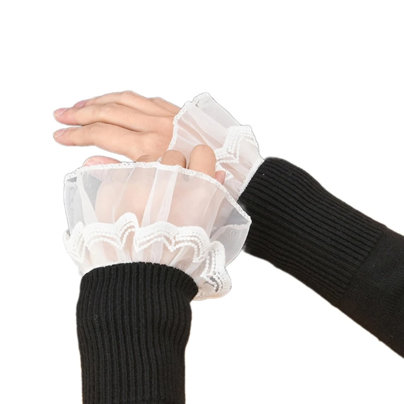 

Ruffle Lace False Sleeves for Women Flared Wrist Cuff Detachable Faux Sleeves Sweater Elastic Cuffs Fashion Wrist Decors