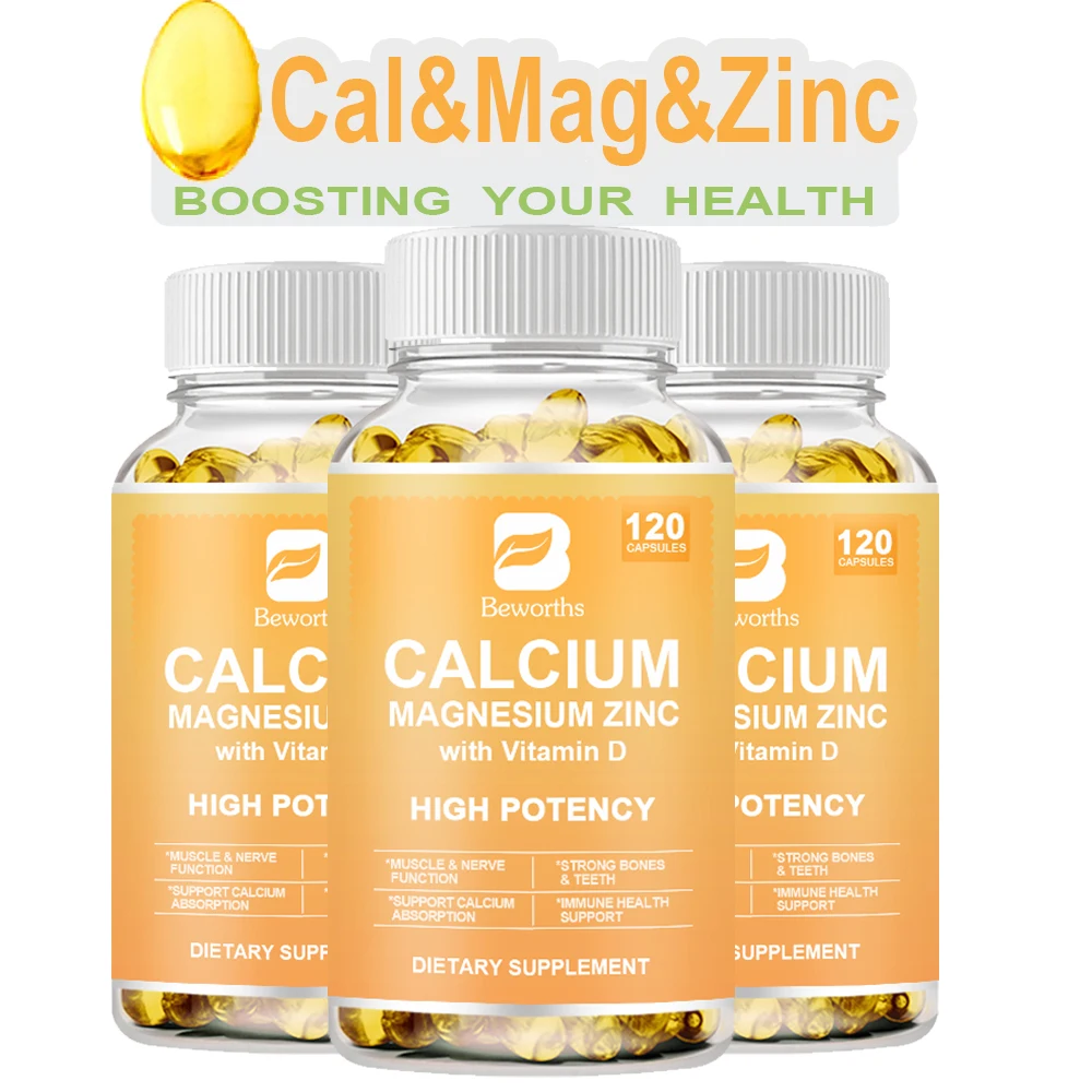 

BEWORTHS Calcium Magnesium Zinc Supplement Plus Vitamin D3 & Citrate Helps Healthy Bones & Teeth & Nerve & Muscle Function