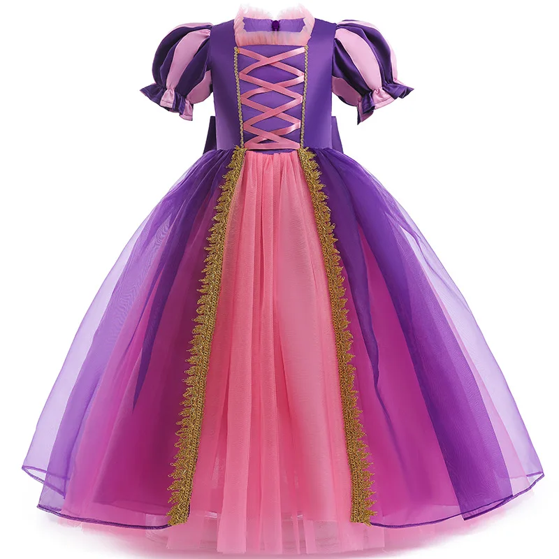 

Летнее фиолетовое платье средней длины для девочек, милый костюм Рапунцель для Хэллоуина, маскарадный костюм Софии, детская одежда
