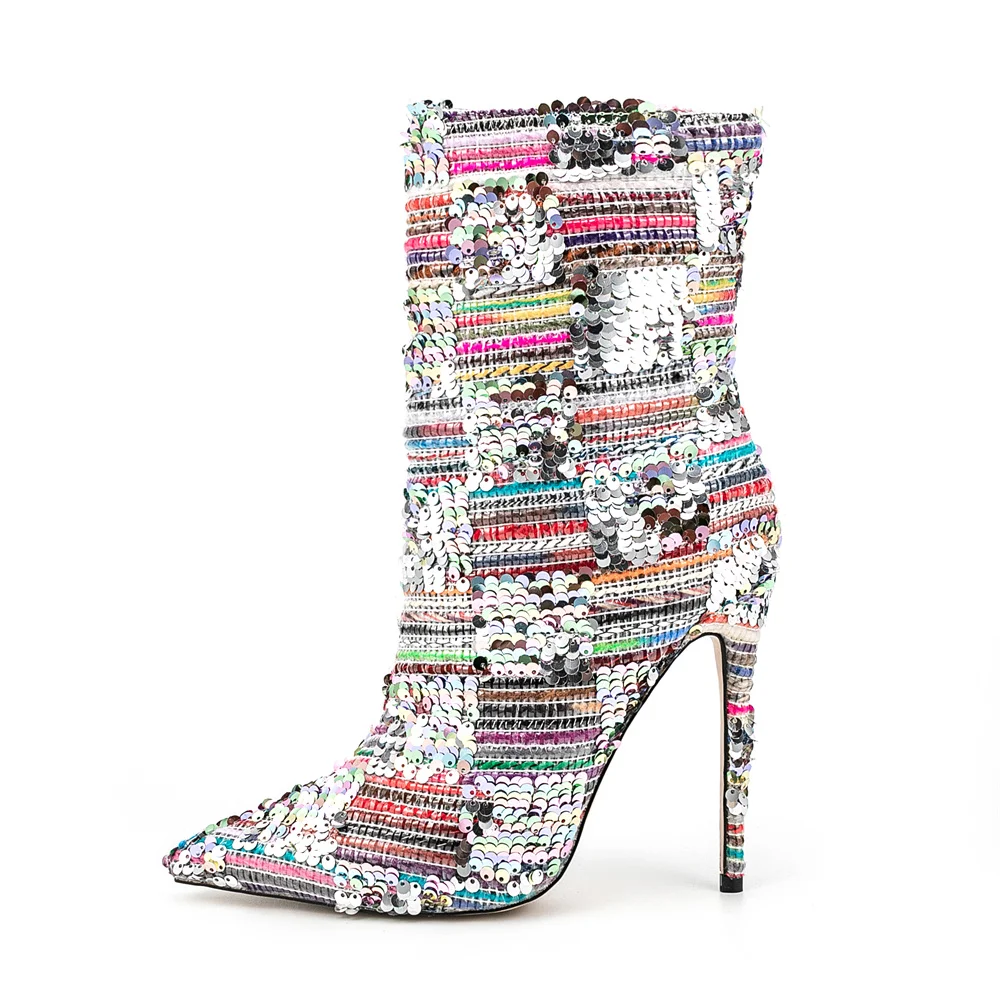 2023 Spring/Autumn New Fashion Side Zipper Women's High Stiletto Heel Pointed Toe splice Ankle Boot Catwalk shows Sequin
2023 Spring/Autumn New Fashion Side Zipper Women's High Stiletto Heel Pointed Toe splice Ankle Boot Catwalk shows Sequin