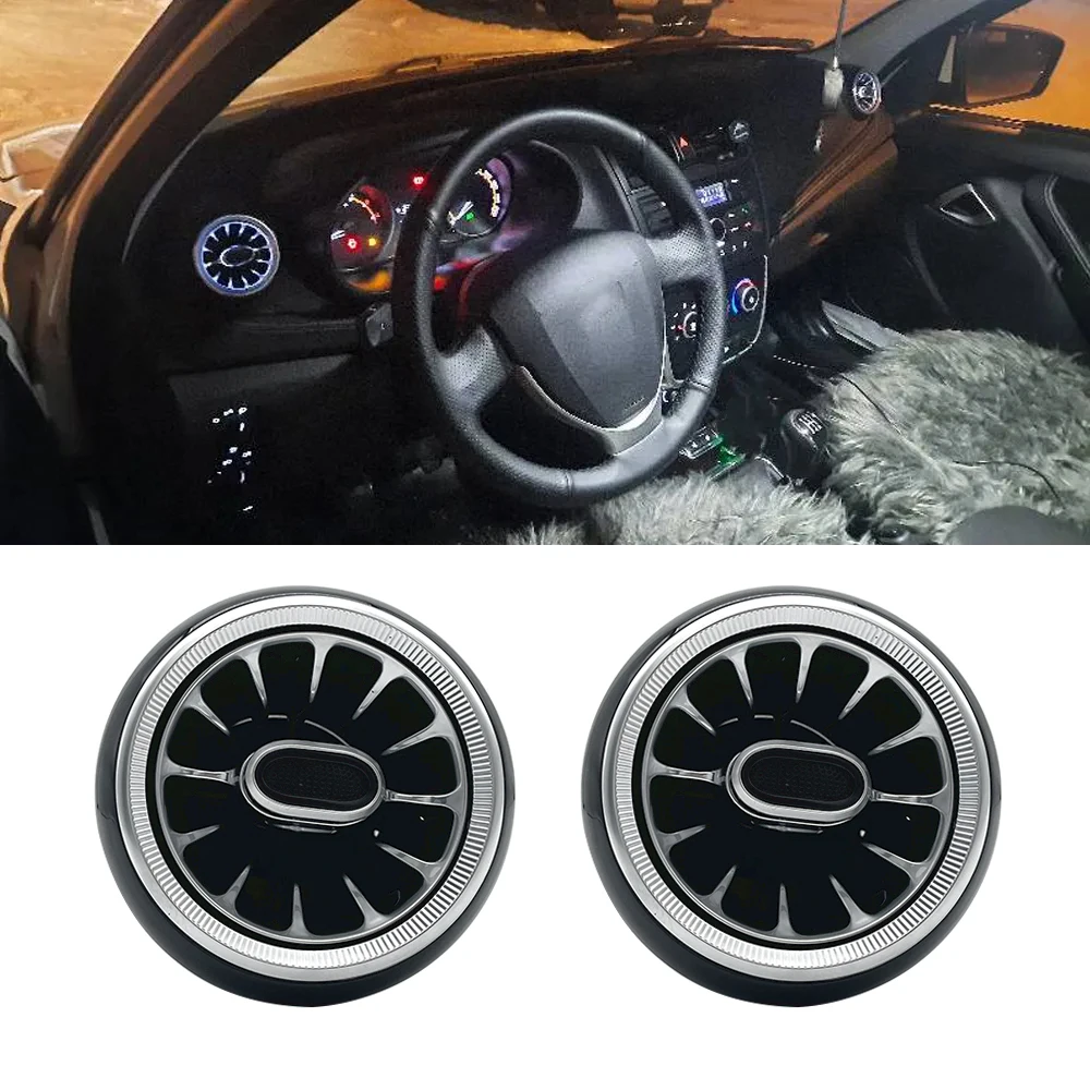 

2Pcs Car LED Front Dashboard AC Air Condition Vent Outlet Turbo Interior Trim For LADA