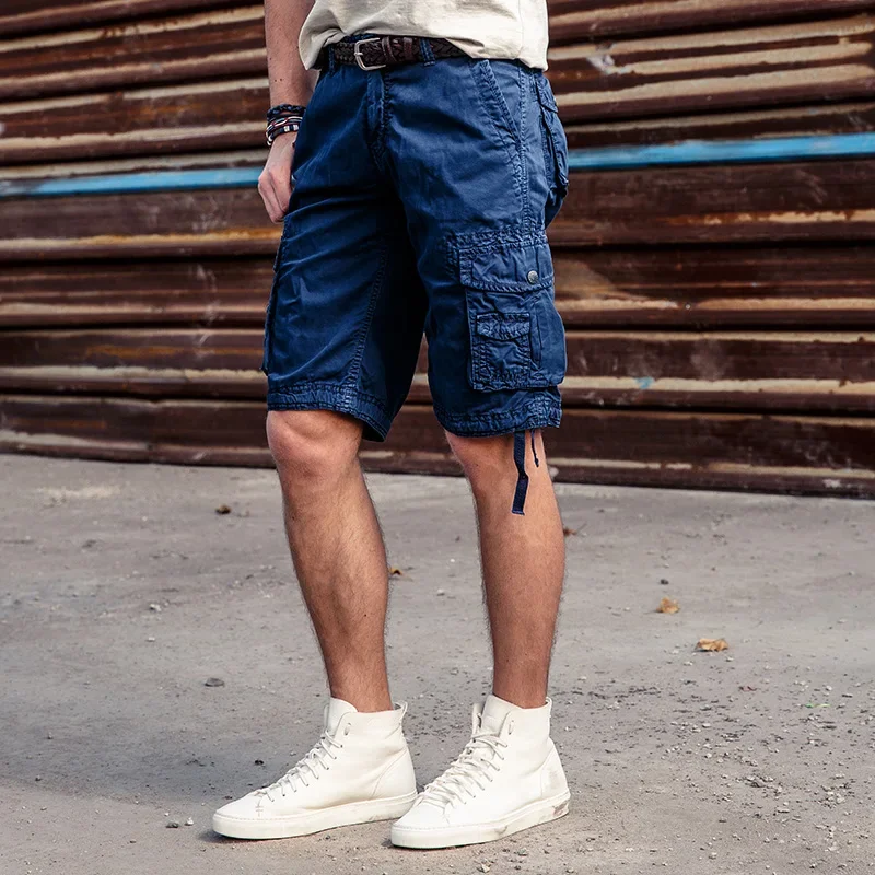 

2024 New Men's Summer Military Cargo Shorts Capri Army Style Multi Pockets Bermuda Cotton Breeches Work Casual Short Male