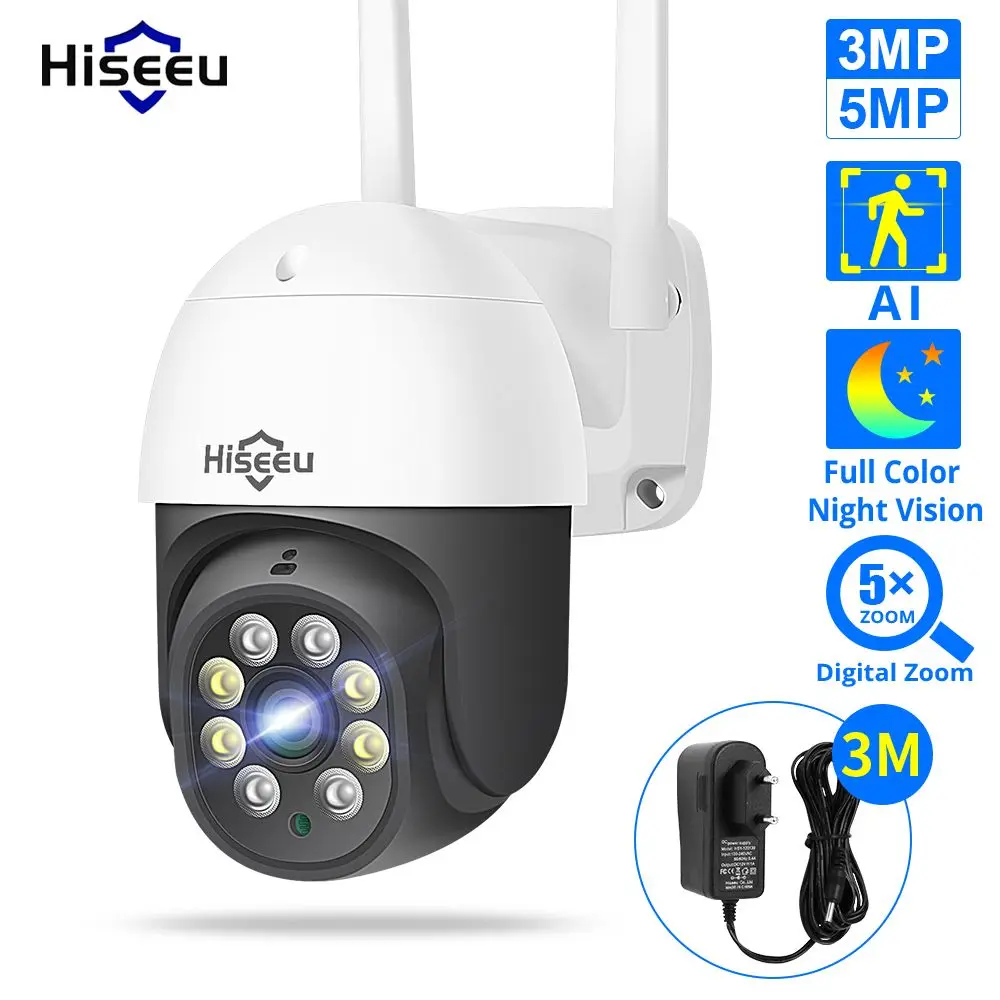 IP-камера Hiseeu 3 Мп/5 Мп PTZ наружная с ИИ-датчиком присутствия, беспроводная камера видеонаблюдения H.265X с Wi-Fi, iCsee P2P
IP-камера Hiseeu 3 Мп/5 Мп PTZ наружная с ИИ-датчиком присутствия, беспроводная камера видеонаблюдения H.265X с Wi-Fi, iCsee P2P