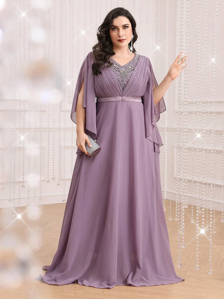 TOLEEN Plus Size Women's Rhinestone Decorated Split Sleeve Bridesmaid Dress 2024 New Summer V-Neck Solid Elegant Party Dresses
TOLEEN Plus Size Women's Rhinestone Decorated Split Sleeve Bridesmaid Dress 2024 New Summer V-Neck Solid Elegant Party Dresses