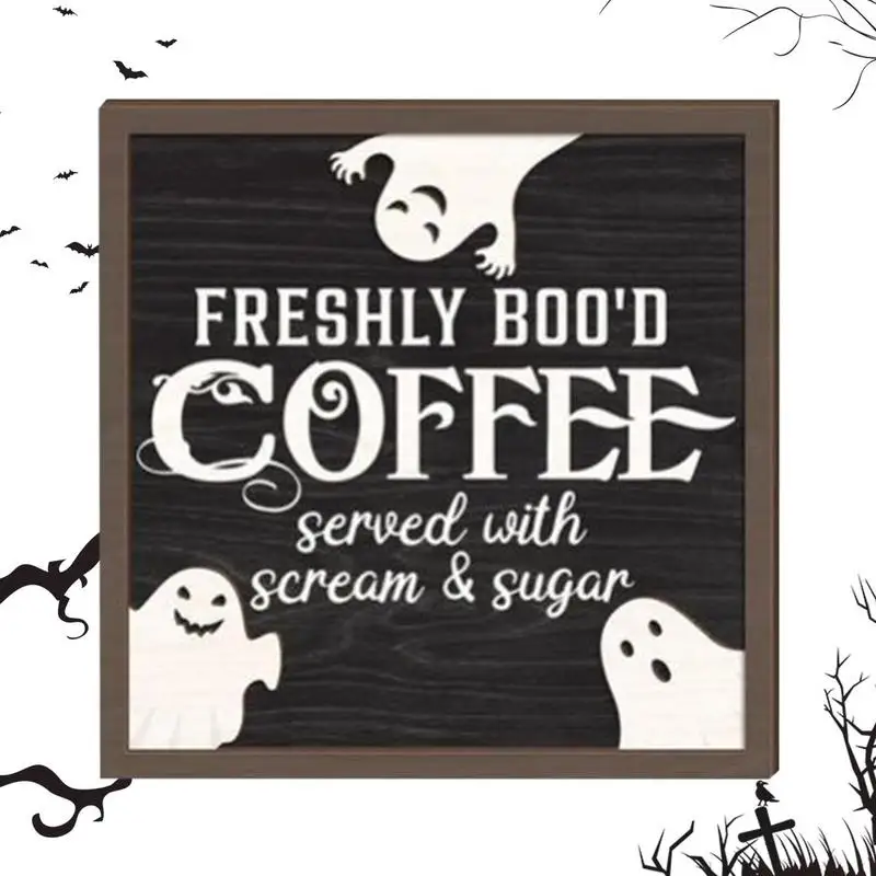 

Halloween Tiered Tray Decorations Beautiful Freshly Boo'd Coffee Wooden Signs Halloween Party Ghost Wood Table Decoration For