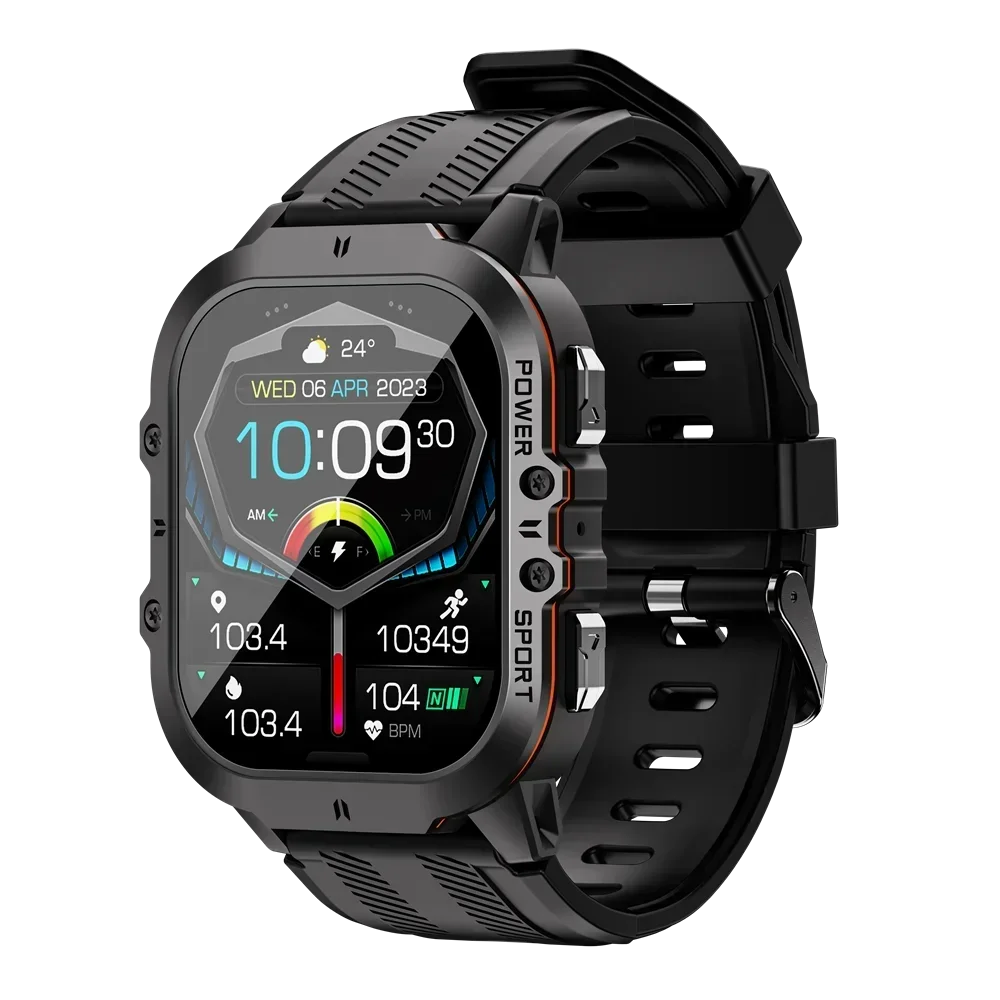 

2024 Smart Watch 100+ Sports Modes Bluetooth Call Smartwatch 1.96" AMOLED Display 1ATM Waterproof Outdoor Military Wristwatch