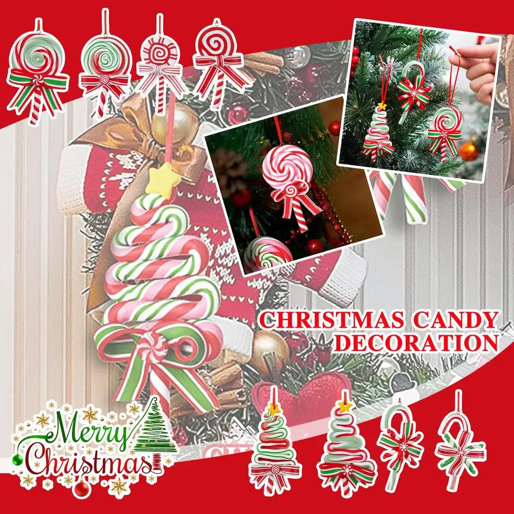 

Украшение для рождественской елки, мягкая глина, красная Белая трость, елка 2024, Рождество, Новый год, для дома, конфеты, подарок, рождественская подвеска Q4C4