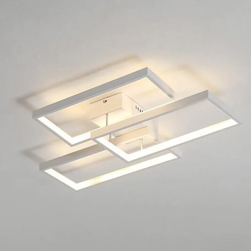 

Rectangle Black/White Color Modern Led Ceiling Lights for living room bedroom 110V 220V deco Dimmable Ceiling Lamp Fixtures