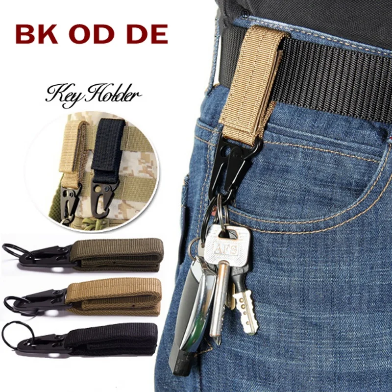 

Outdoor Muti Tool Nylon EDC Carabiner Webbing Molle Belt Metal Hook Buckle Olecranon Keychain Tactical Backpack Hang Strap Clasp