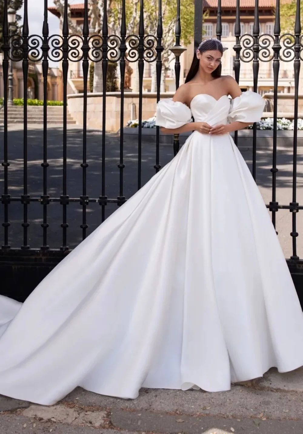 

Simple Plain Satin Wedding Dress Detachable Puffy Sleeves Sweetheart Neck Princess Birthday Party dress 2024 Custom A-Line Robes