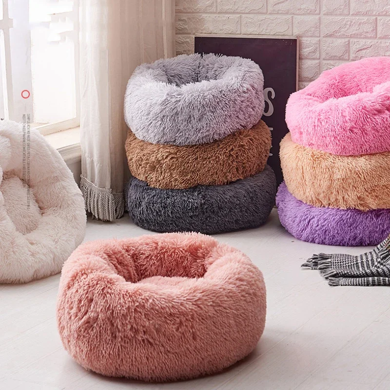 

Plush Dog Bed House Dog blanket Winter Warm Sleeping Cats Nest Soft Long Plush Dog Basket Pet Cushion Portable Pets Supplies M70