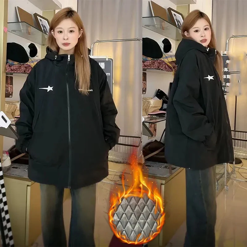 Осенне-зимняя парная одежда, флисовая стеганая куртка, женская новая плотная теплая хлопковая одежда, Женская Повседневная Верхняя одежда с капюшоном Parker