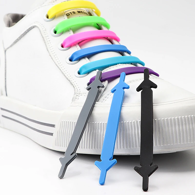 

12pcs/lot Silicone Shoelaces No tie Elastic Shoe Laces Special Shoestrings for Kid/Adult Lacing Rubber Sneakers Shoe Lace