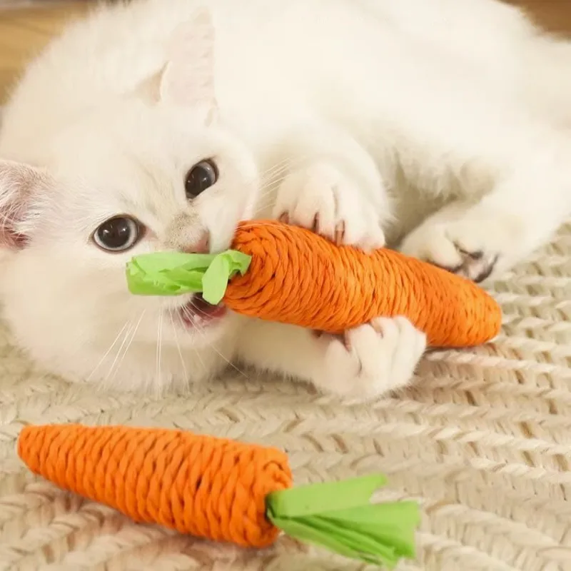 

Cat Toy Cats Stick Carrot Ropes Toys.for Cats Teeth Grinding Self Hi Cat Toys Interactive Kitten Toy Training Stick Pet Supplies