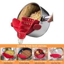Adjustable Silicone Clip On Strainer Food Grade Heat Resistant Pot Drain Pan Strainer Liquid Drainer Kitchen Colander Strainer Adjustable Silicone Clip On Strainer Food Grade Heat Resistant Pot Drain Pan Strainer Liquid Drainer Kitchen Colander Strainer