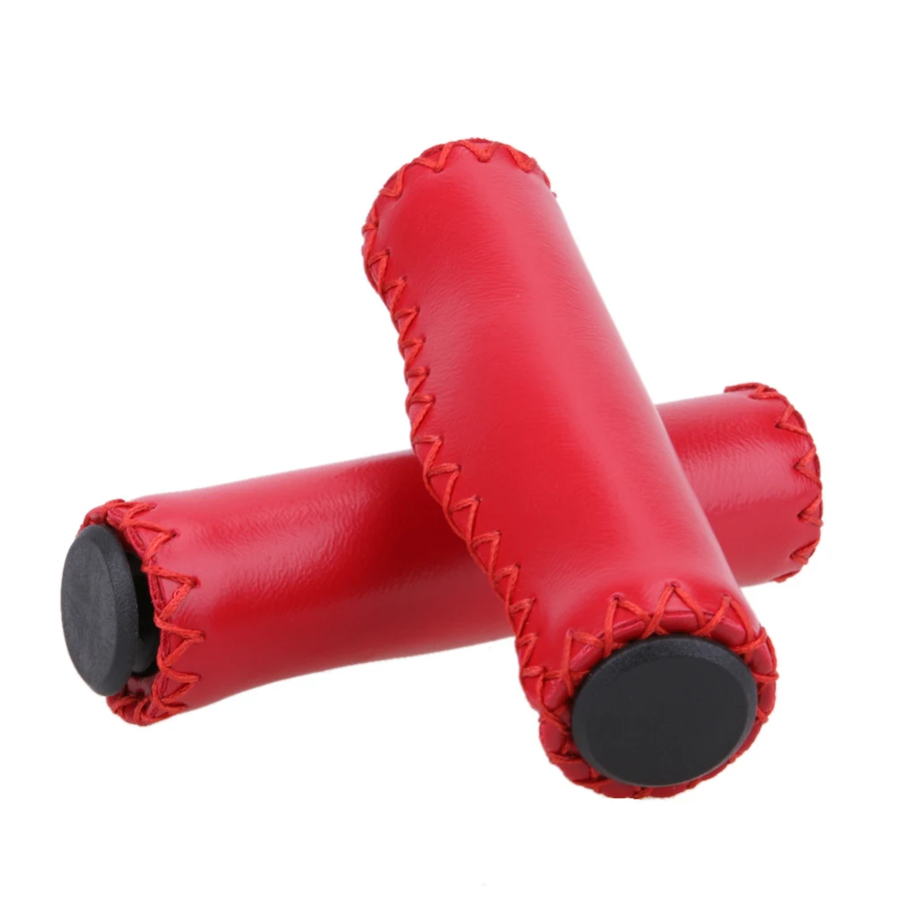 

Leather Handlebar Grips Hand Stitched Handles Vintage Style MTB Mountain Bike Handlebar Cover Parts