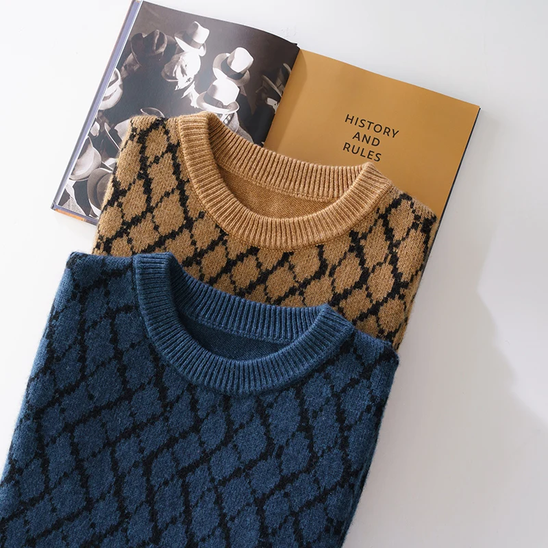 Autumn and Winter New 100 Pure Cashmere Sweater Men's Round Neck Contrast Pullover Casual Cashmere Knitted Top
Autumn and Winter New 100 Pure Cashmere Sweater Men's Round Neck Contrast Pullover Casual Cashmere Knitted Top