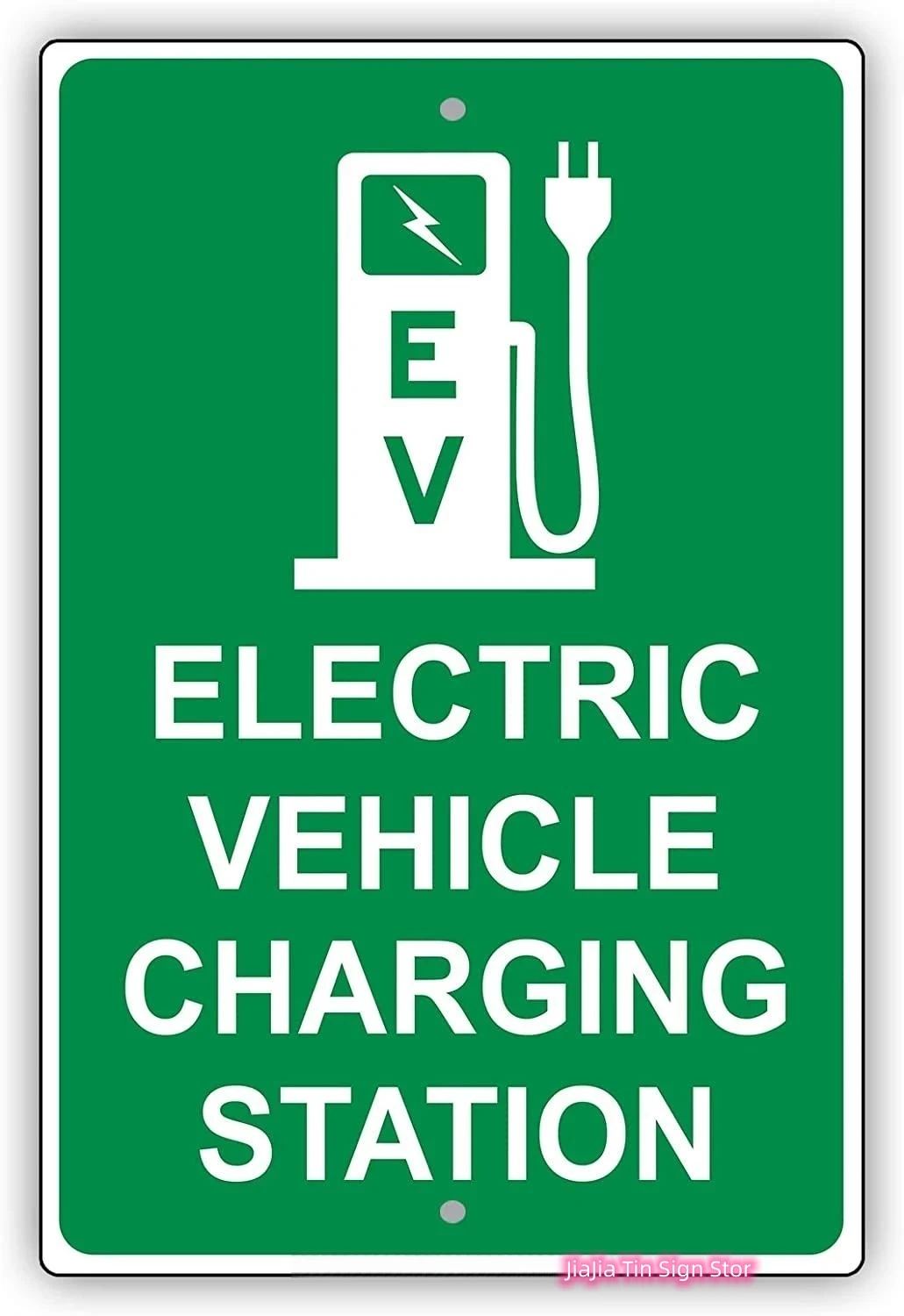 

Electric Vehicle Charging Station Metal Tin Sign Reserved Spot With Graphic Alert Caution Warning Aluminum Home Decoration