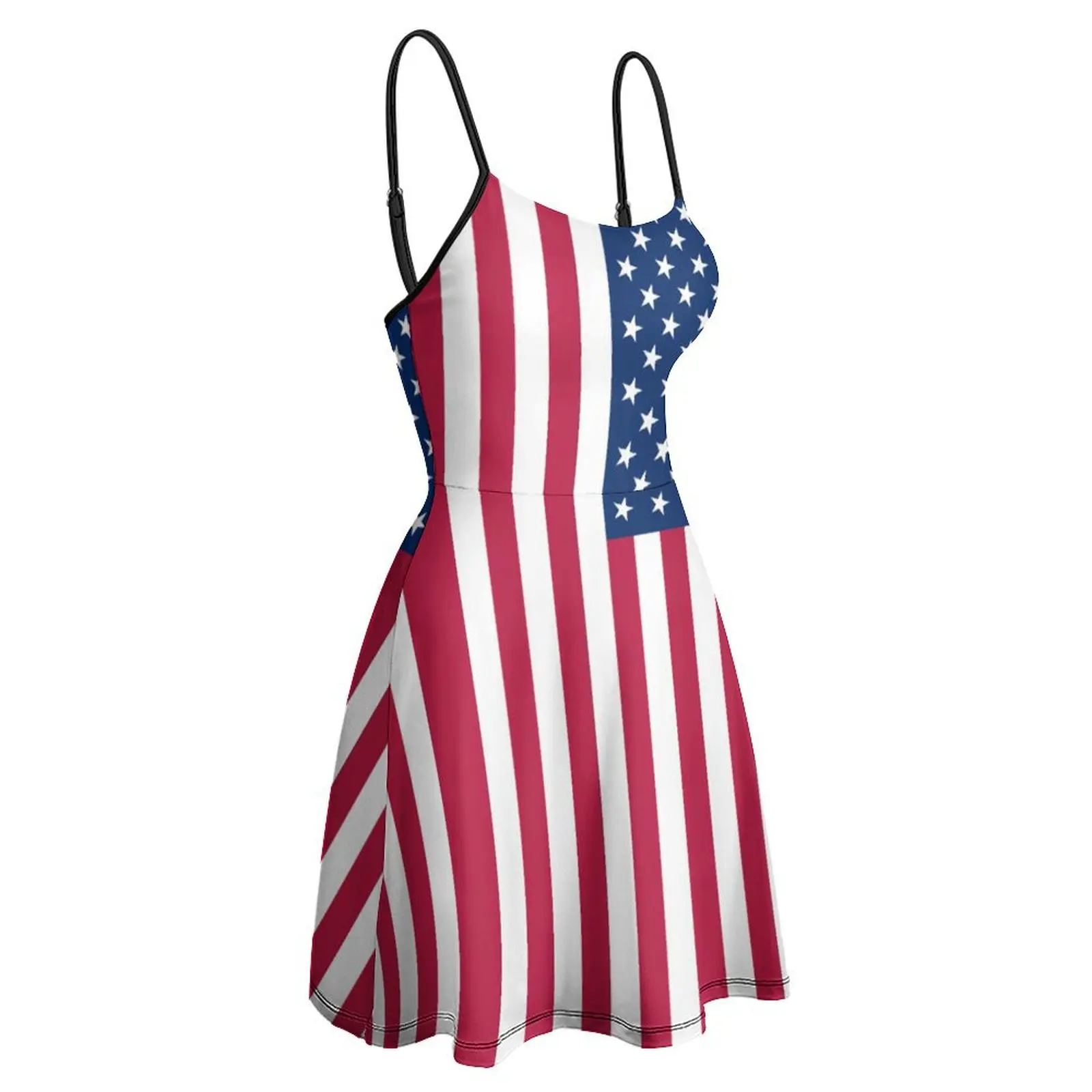 

United States Flag USA Stars And Stripes Classic Exotic Woman's Gown Women's Sling Dress Humor Graphic Parties The Dress