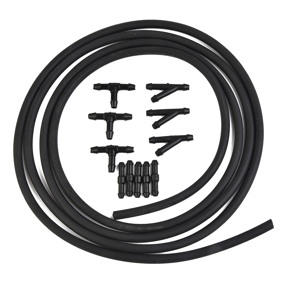 

Rubber And Plastic Washer Hose + Connector Kit T-Piece Tube Pipe Splitter 2M Black Durable Flexible High Quality