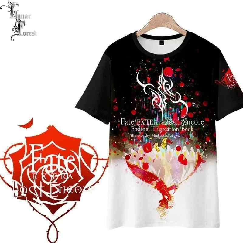 

Fate/Extra Latest Print Encore T-shirt Summer Fashion Round Neck Short Sleeve Popular Anime Japanese Game Streetwear 2024