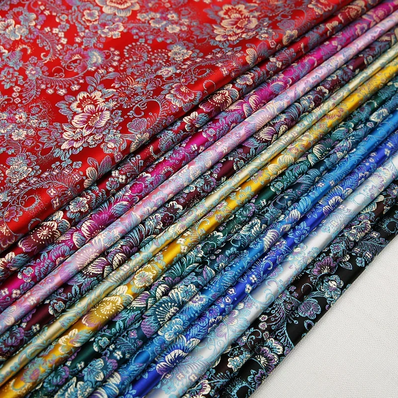 

2/5m Brocade Imitation Silk Fabric Satin Flower Nylon Fabrics for Sewing Handmade Material for Dress DIY Needlework
