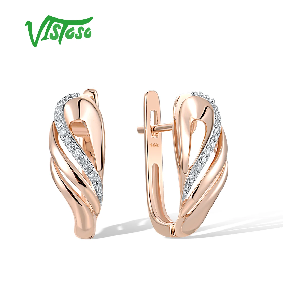 VISTOSO Genuine 14K 585 Rose Gold Latch Back Earrings For Women Sparkling Diamond Classic Wedding Anniversary Gift Fine Jewelry
VISTOSO Genuine 14K 585 Rose Gold Latch Back Earrings For Women Sparkling Diamond Classic Wedding Anniversary Gift Fine Jewelry