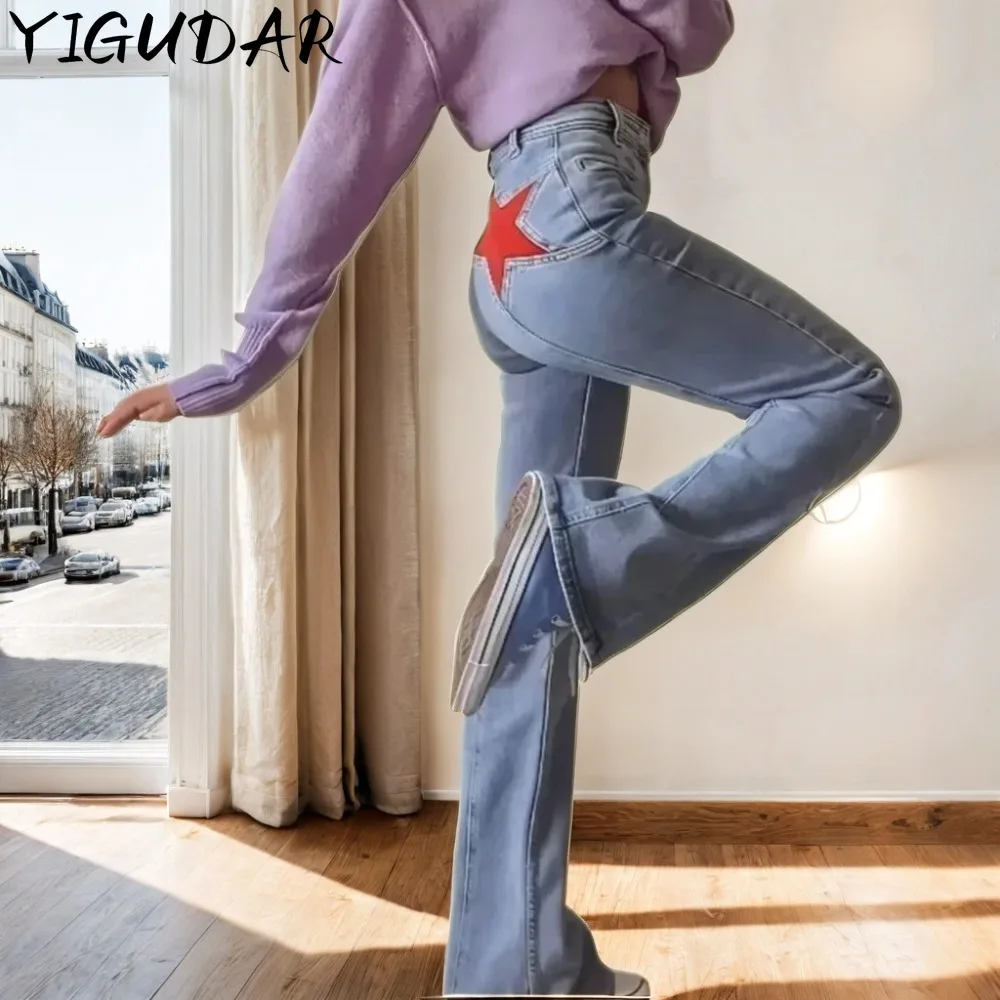 

High Waisted Jeans Y2K Fashion Women Clothing Blue Appear thin Straight Leg Denim Pants Trousers Mom Jean Baggy Trousers Tall