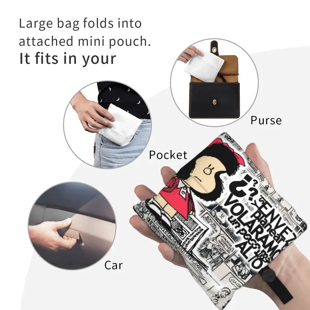 Custom Vintage Mafalda Manga Grocery Shopping Bag 141 S8823ff2b345d46cc8a725da94f9f42a7q