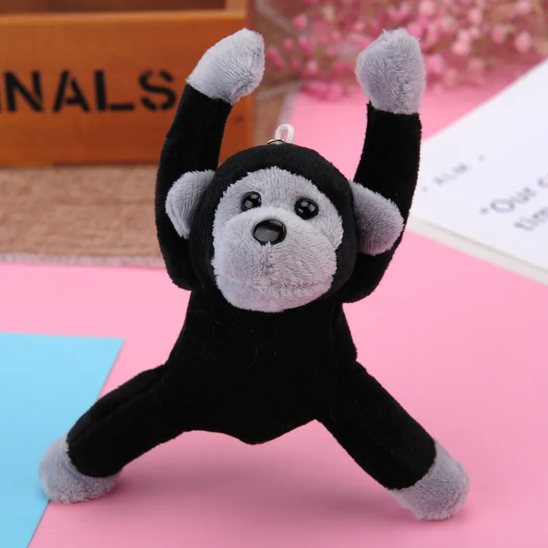 

12cm Cute Black Orangutan Animal Plush Doll Soft Plush Fur Monkey Keychain Women's Bag Car Pendant Wedding Party Doll Gift