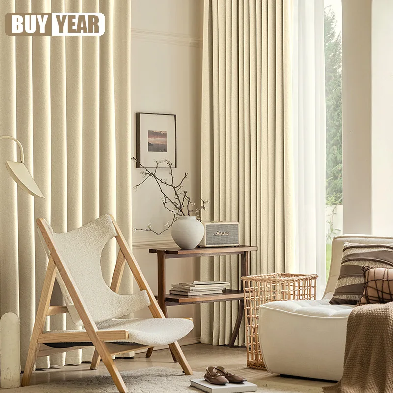 Modern Simple Literary Cheese Cashmere Solid Color Chenille Curtains for Living Dining Room Bedroom Blackout Fabric Custom
Modern Simple Literary Cheese Cashmere Solid Color Chenille Curtains for Living Dining Room Bedroom Blackout Fabric Custom