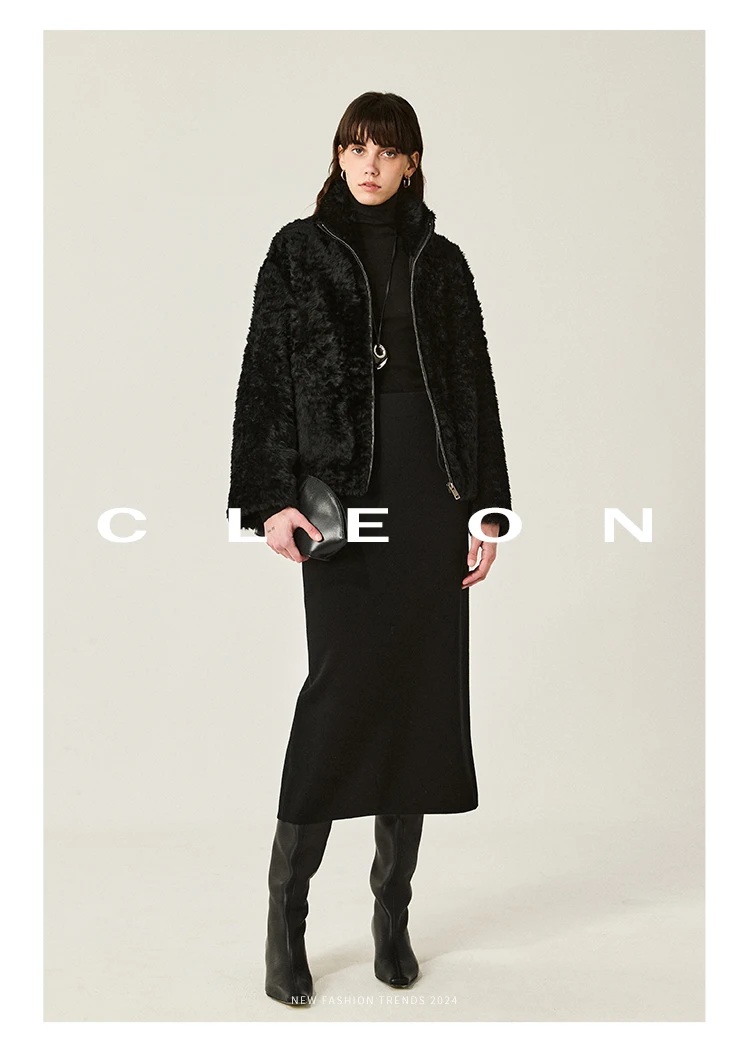High-end Luxury Lacon Lamb Fur Cropped Winter Jackets for Women 2025 Simple Stand Collar Genuine Leather Real Fur Shearling Coat High-end Luxury Lacon Lamb Fur Cropped Winter Jackets for Women 2025 Simple Stand Collar Genuine Leather Real Fur Shearling Coat