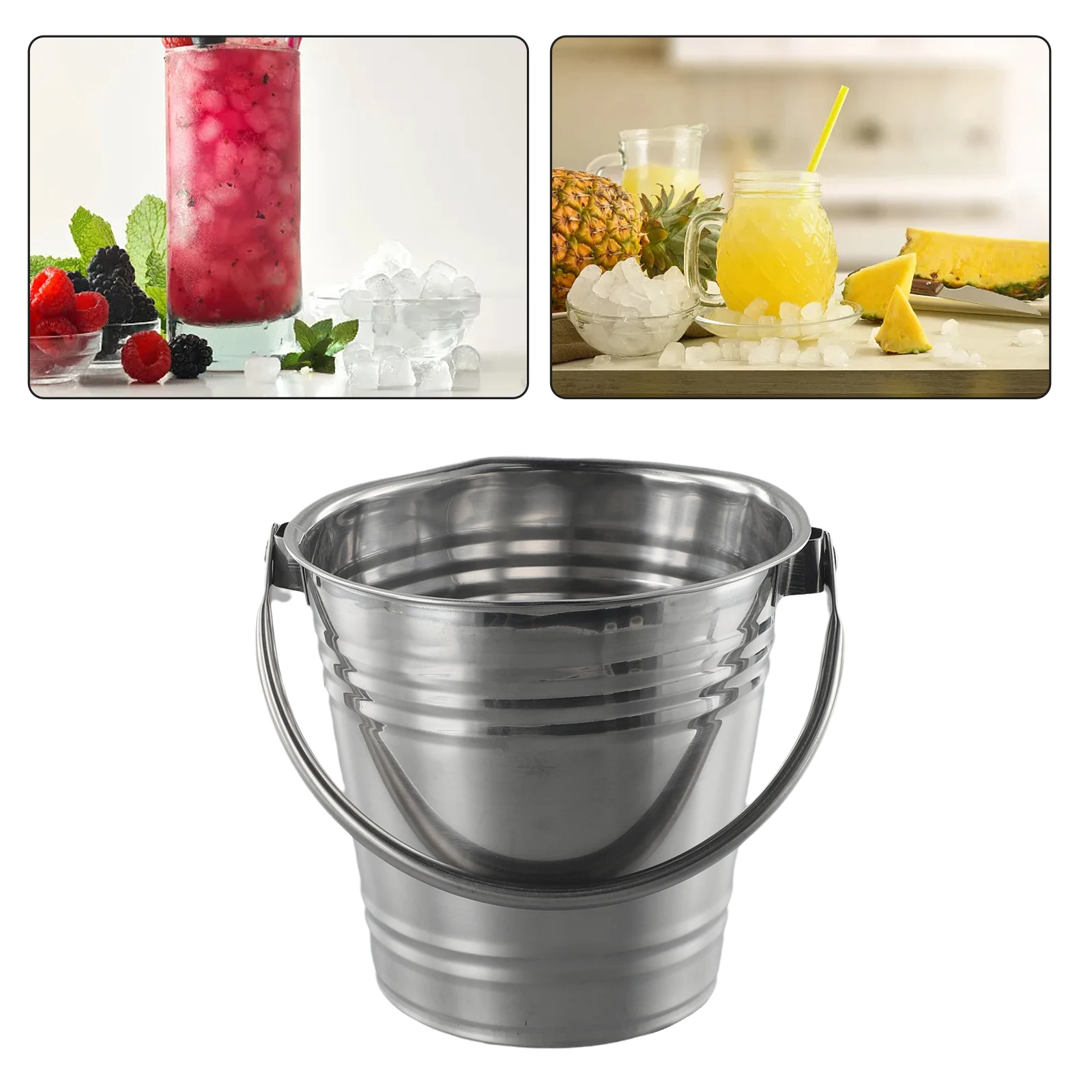 1pc Ice Bucket 15x13.5cm 1.5L Silver Stainless Steel Handle Portable Chiller Cooler For Parties Bar Grill Barware Accessories
1pc Ice Bucket 15x13.5cm 1.5L Silver Stainless Steel Handle Portable Chiller Cooler For Parties Bar Grill Barware Accessories