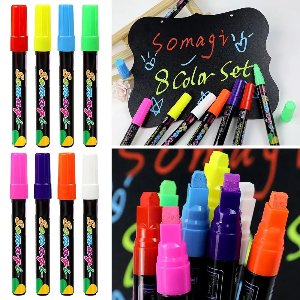 

Erasable Liquid Chalk Marker Pen LED Writing Board Glass Window Art Multi Colored Highlighters Blackboard Graffiti