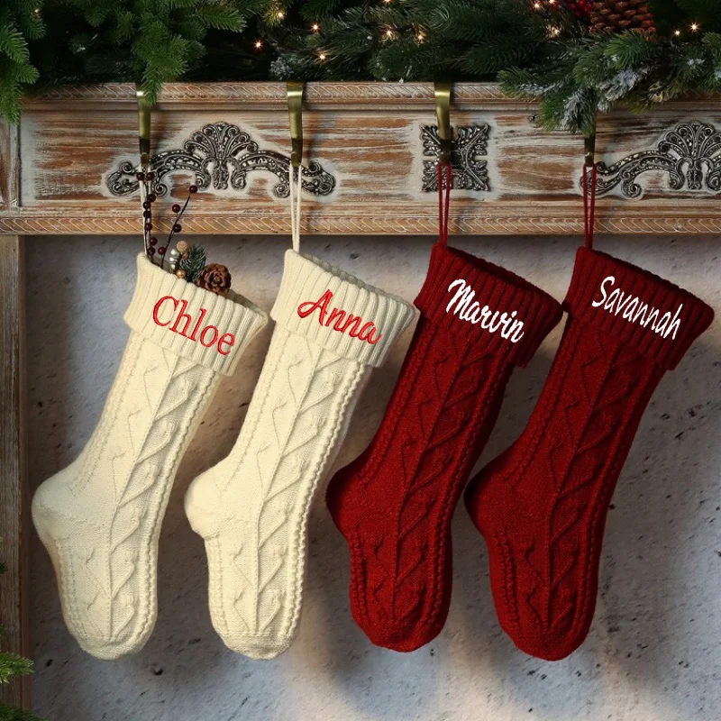 

Personalized Christmas Stockings Monogram Stockings Custom Name Knit Stockings Embroidery Family Stockings Holiday Stockings