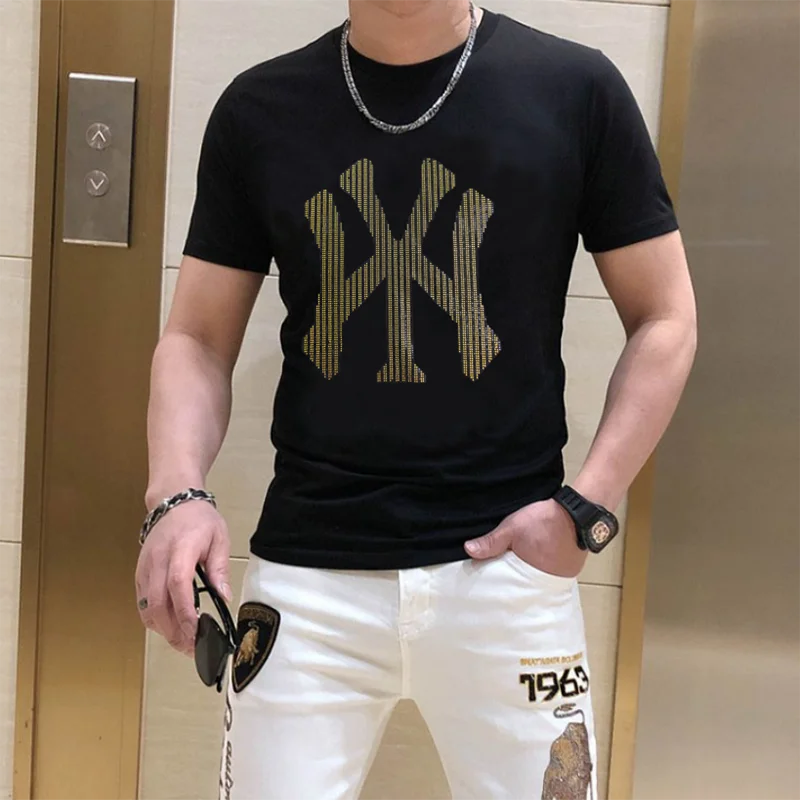 Rhinestone Men T-shirt Casual Pure Cotton Tops Quality Men's Brand for Handsome Tee New drop shipping 075
Rhinestone Men T-shirt Casual Pure Cotton Tops Quality Men's Brand for Handsome Tee New drop shipping 075